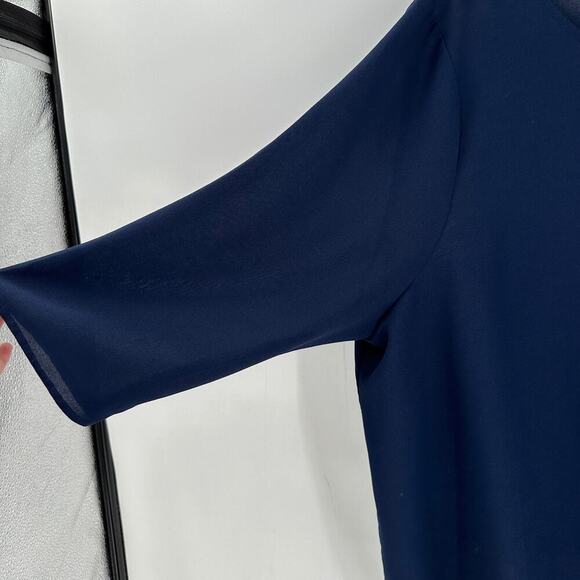 BB Dakota Lace Hem 3/4 Sleeve Pullover Plus Size Top Navy Blue Women's Size 2X - Picture 4 of 8